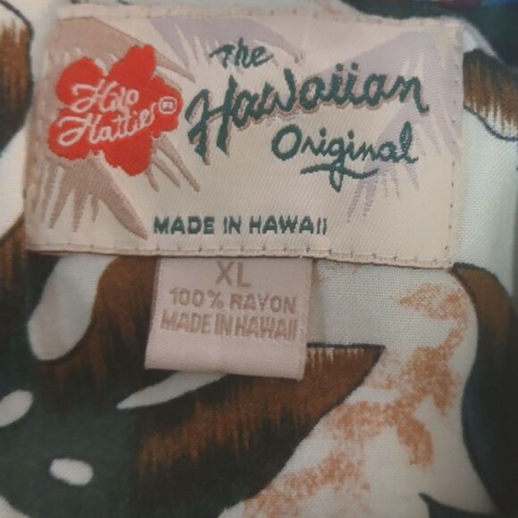 Hilo Hattie The Hawaiian Original Leaf Print Rayon Shirt - Picture 2 of 2